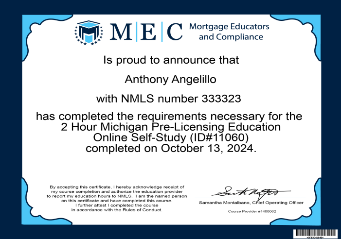 Certificate MI