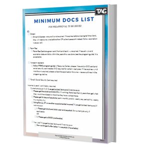 Minimum Docs List (Mock Up)