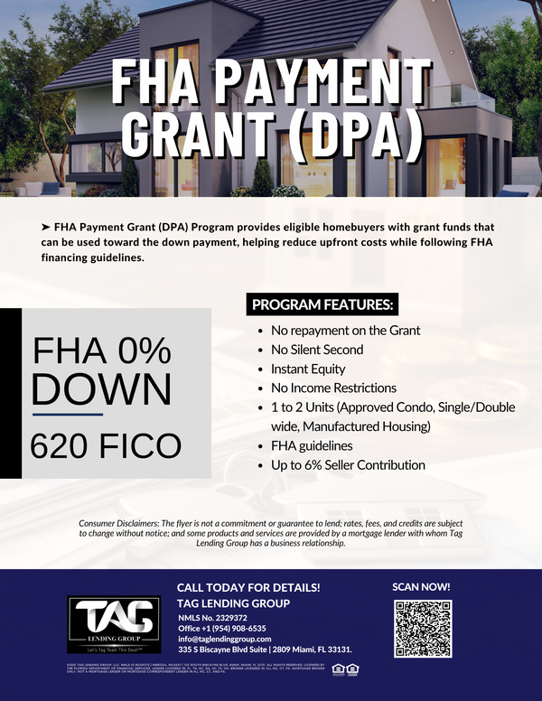 FHA Payment Grant (DPA) - TAG Lending Group loan program