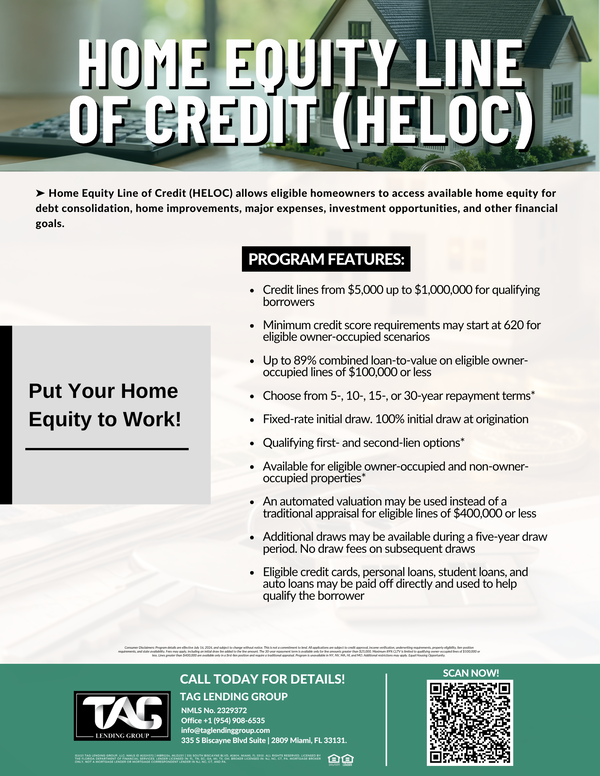 Home Equity Line of Credit (HELOC) - TAG Lending Group loan program