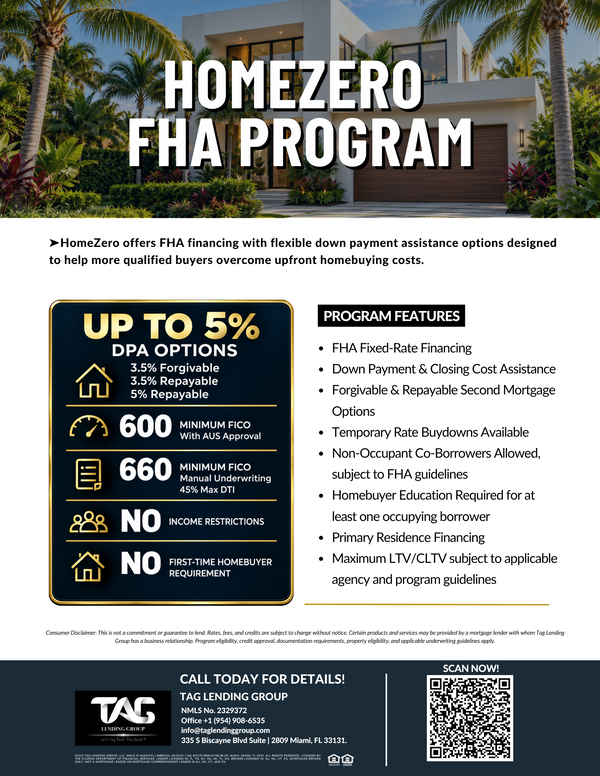 HomeZero FHA Program - TAG Lending Group loan program