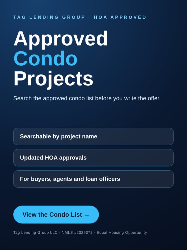 TAG HOA approved condo list