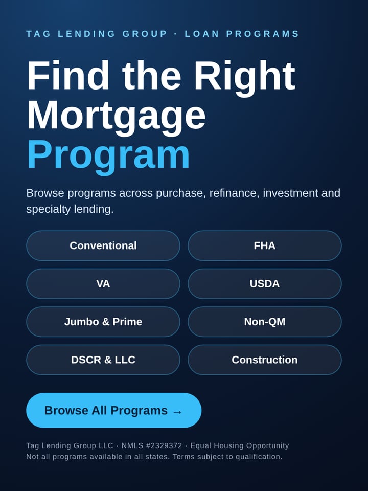 TAG Loan Programs - find the right mortgage program