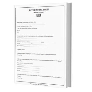 Buyer’s Intake Sheet